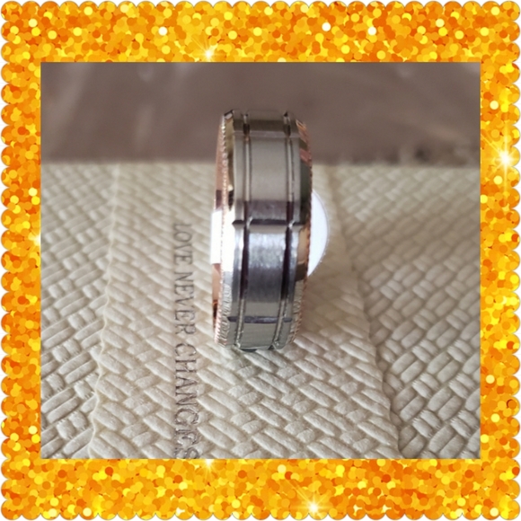 Men Wedding Band 18K Rose Gold/White Gold Filled - Picture 2 of 3